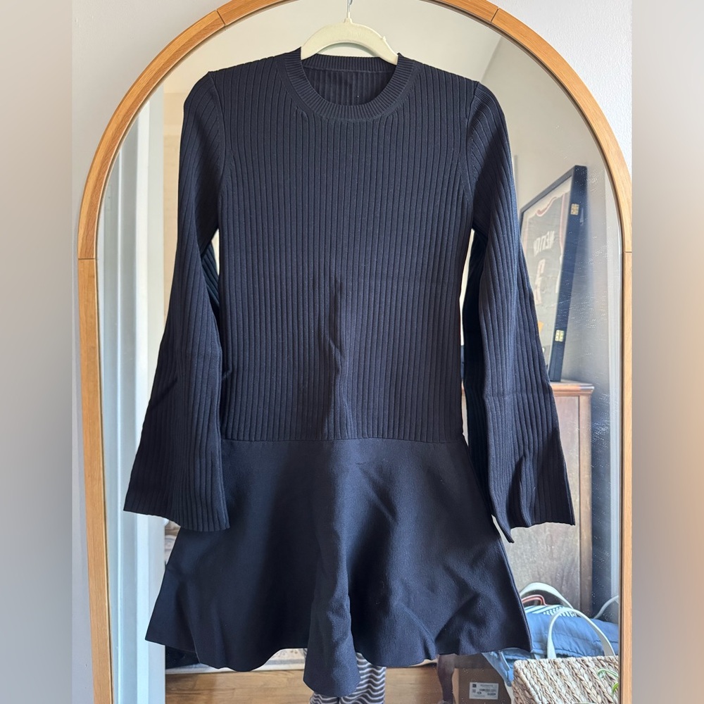 Apiece Apart Asra Mini Black Ribbed Knit Dress